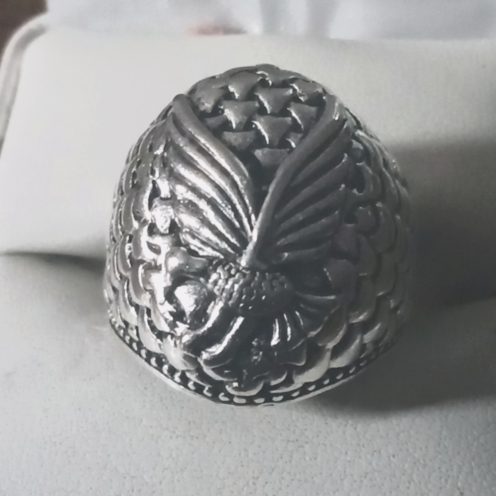 New Sterling Silver Eagle Hearts Ring
